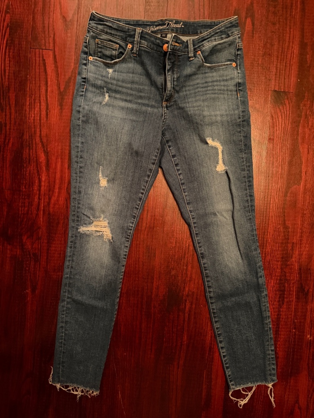 Universal Thread Women's Distressed Skinny Jeans - Medium Blue
